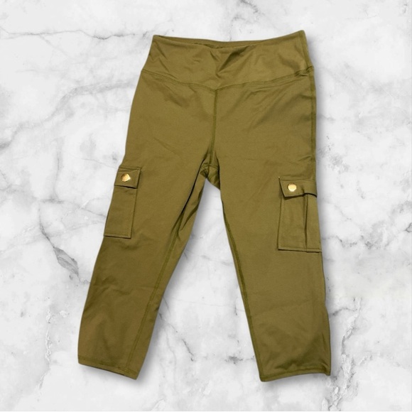 no brand Pants - Green Leggings with Elastic Waistband and Relaxed Fit
